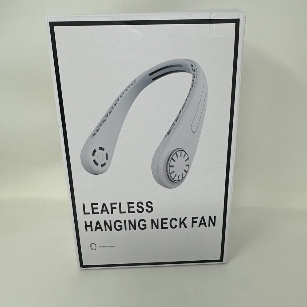 New White Cordless Hanging Neck Fan Portable 3 Speed Rechargeable USB